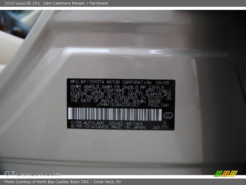 Satin Cashmere Metallic / Parchment 2010 Lexus ES 350
