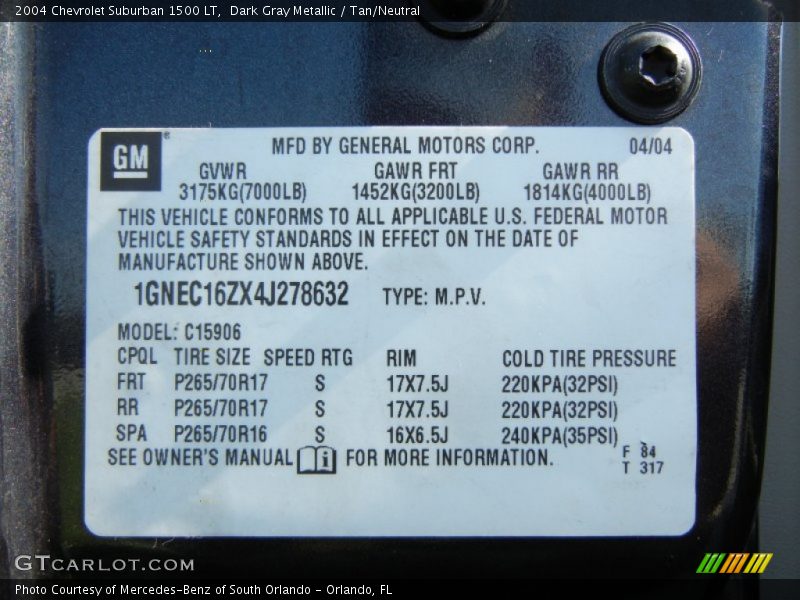 Dark Gray Metallic / Tan/Neutral 2004 Chevrolet Suburban 1500 LT