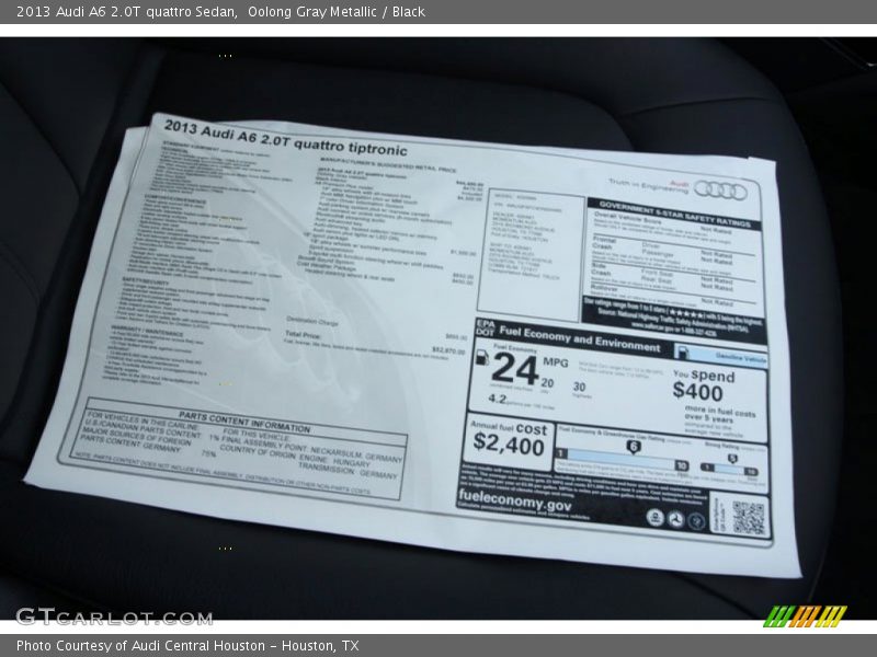  2013 A6 2.0T quattro Sedan Window Sticker