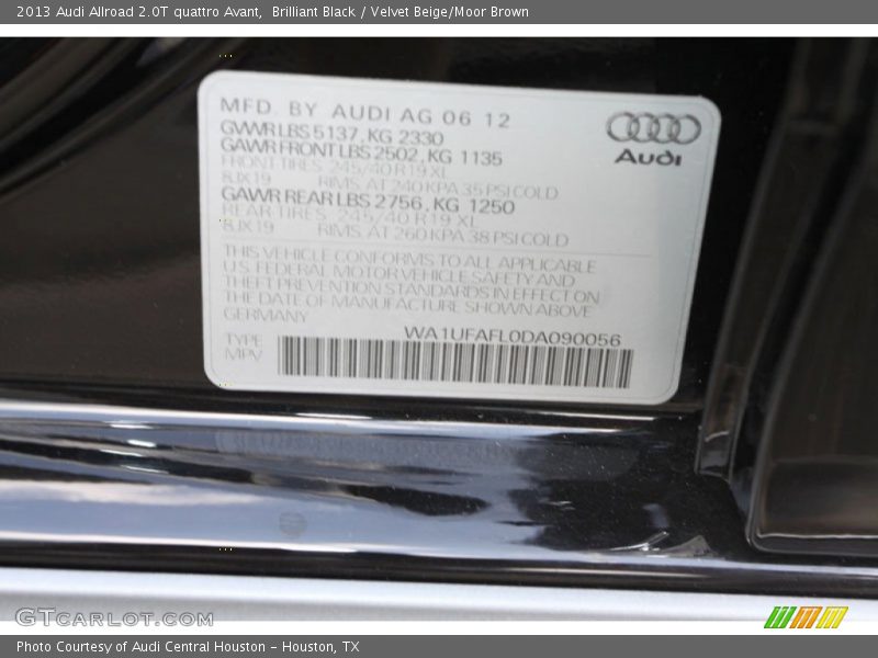 Brilliant Black / Velvet Beige/Moor Brown 2013 Audi Allroad 2.0T quattro Avant