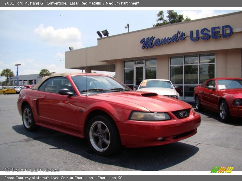Laser Red Metallic / Medium Parchment 2001 Ford Mustang GT Convertible