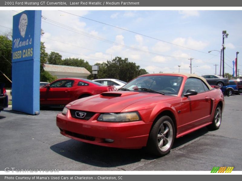 Laser Red Metallic / Medium Parchment 2001 Ford Mustang GT Convertible
