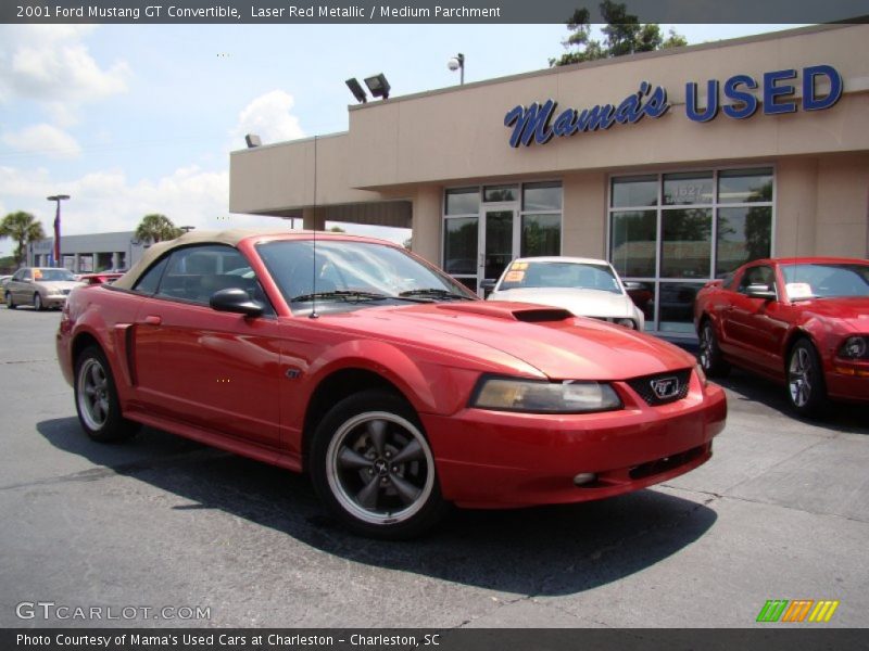 Laser Red Metallic / Medium Parchment 2001 Ford Mustang GT Convertible