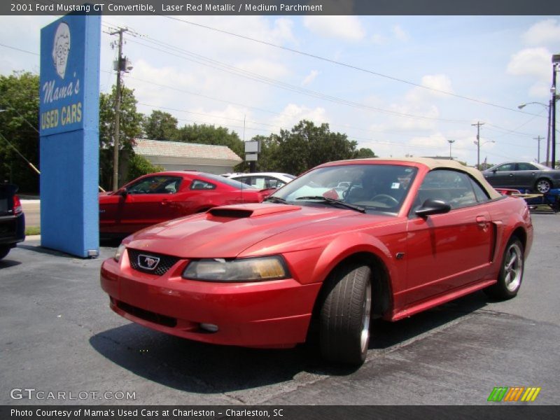 Laser Red Metallic / Medium Parchment 2001 Ford Mustang GT Convertible