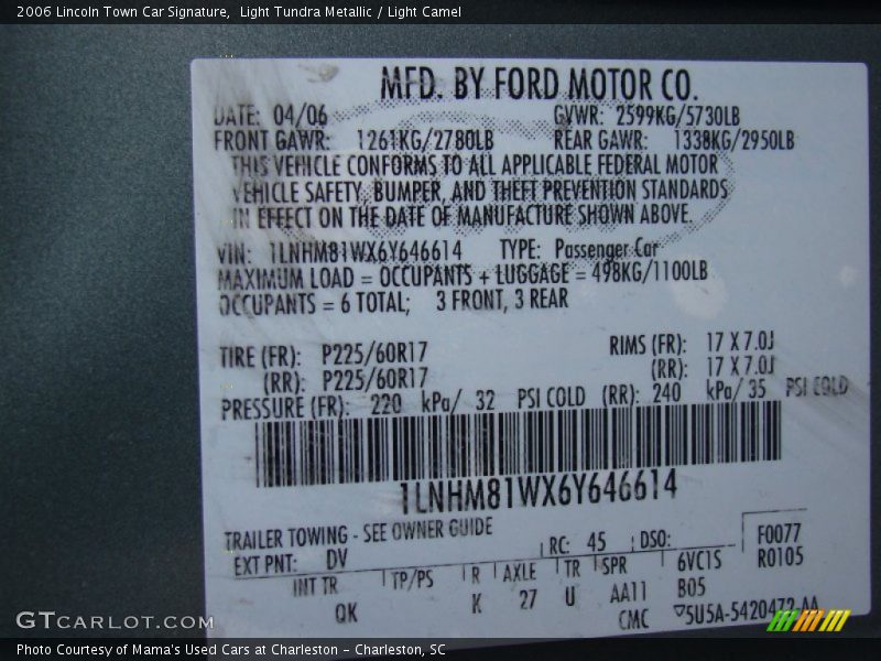 Light Tundra Metallic / Light Camel 2006 Lincoln Town Car Signature