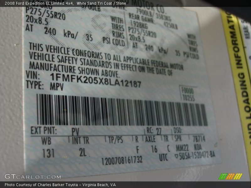 White Sand Tri Coat / Stone 2008 Ford Expedition EL Limited 4x4
