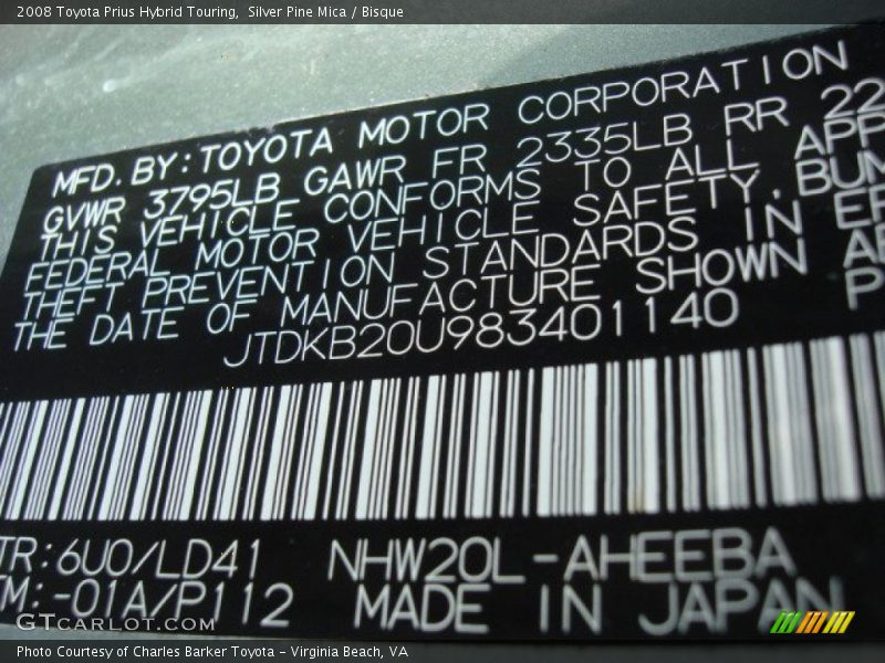 Silver Pine Mica / Bisque 2008 Toyota Prius Hybrid Touring