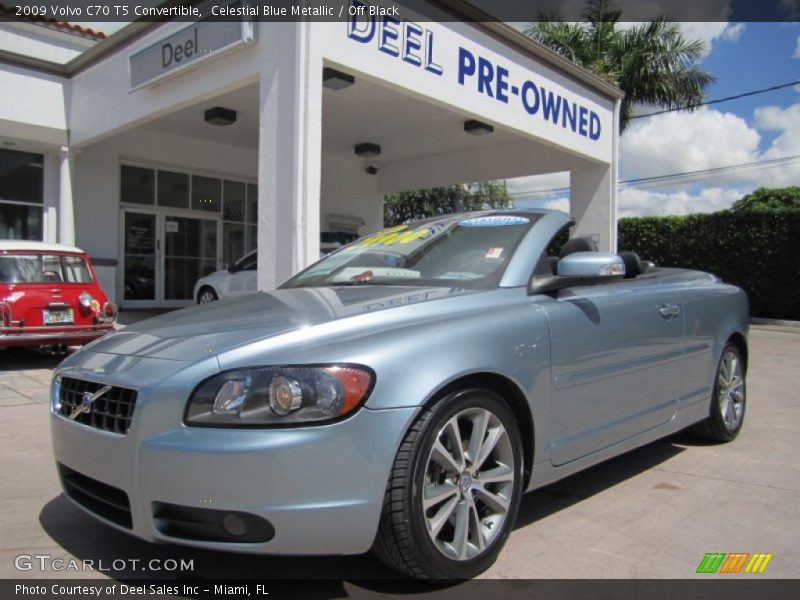 Celestial Blue Metallic / Off Black 2009 Volvo C70 T5 Convertible