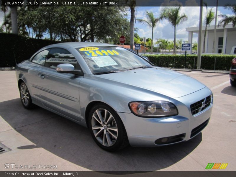 Celestial Blue Metallic / Off Black 2009 Volvo C70 T5 Convertible