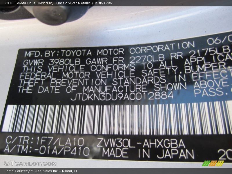 Classic Silver Metallic / Misty Gray 2010 Toyota Prius Hybrid IV