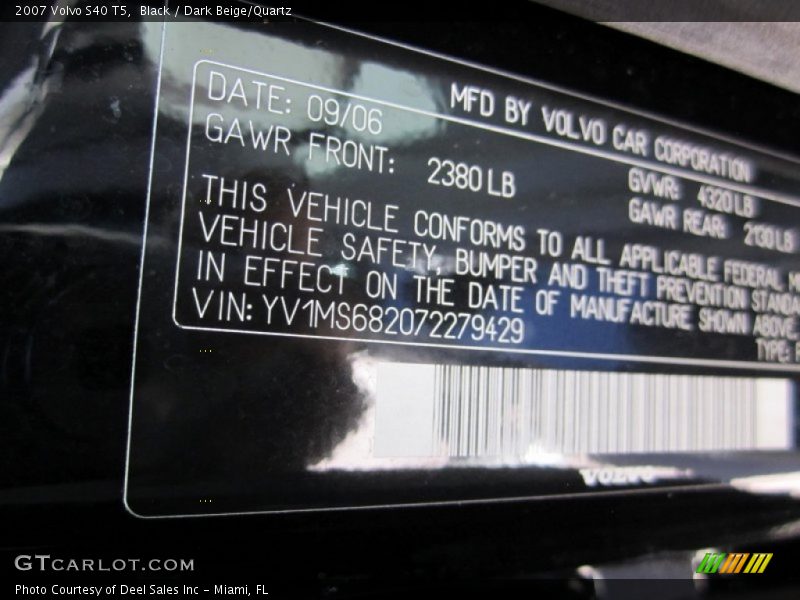Black / Dark Beige/Quartz 2007 Volvo S40 T5