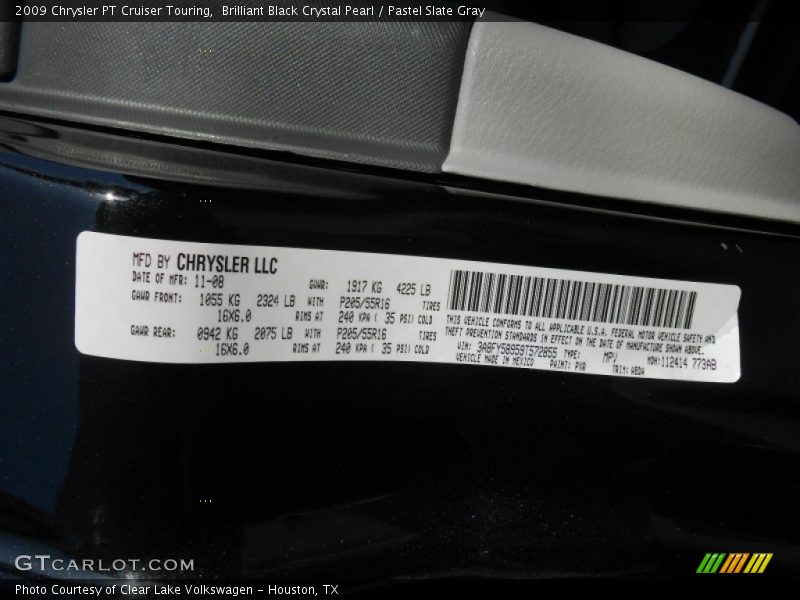 Brilliant Black Crystal Pearl / Pastel Slate Gray 2009 Chrysler PT Cruiser Touring