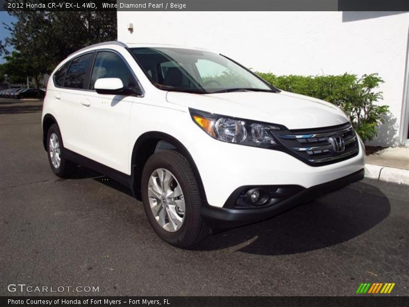 White Diamond Pearl / Beige 2012 Honda CR-V EX-L 4WD