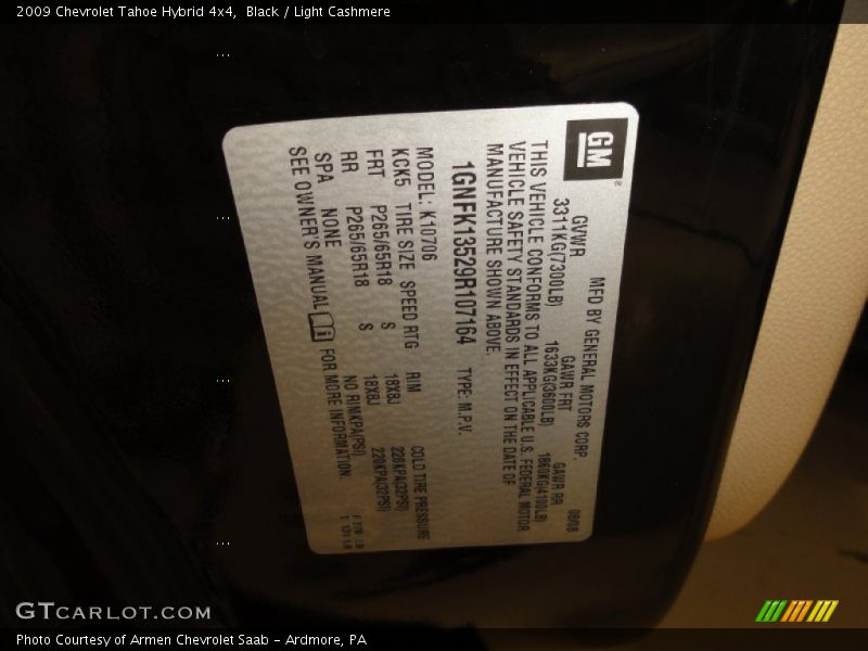Black / Light Cashmere 2009 Chevrolet Tahoe Hybrid 4x4