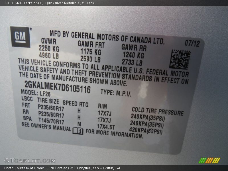 Quicksilver Metallic / Jet Black 2013 GMC Terrain SLE