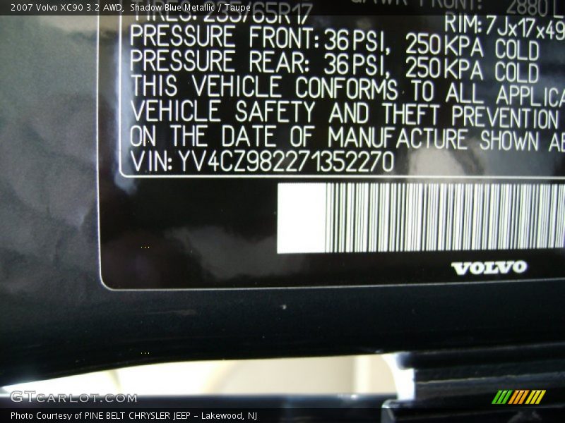 Shadow Blue Metallic / Taupe 2007 Volvo XC90 3.2 AWD