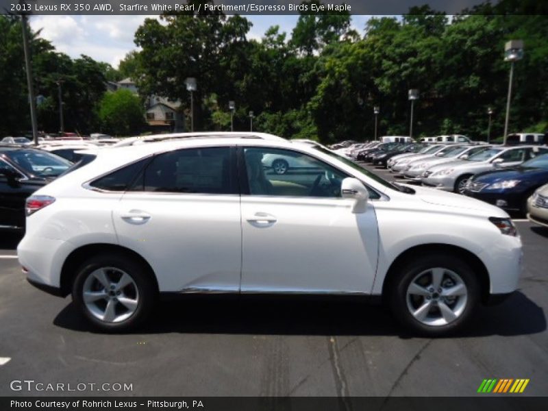 Starfire White Pearl / Parchment/Espresso Birds Eye Maple 2013 Lexus RX 350 AWD