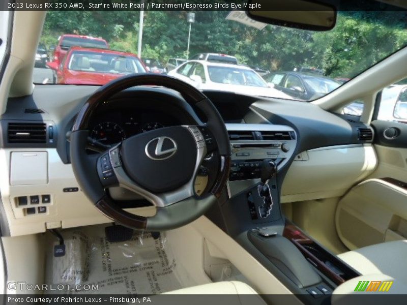 Starfire White Pearl / Parchment/Espresso Birds Eye Maple 2013 Lexus RX 350 AWD
