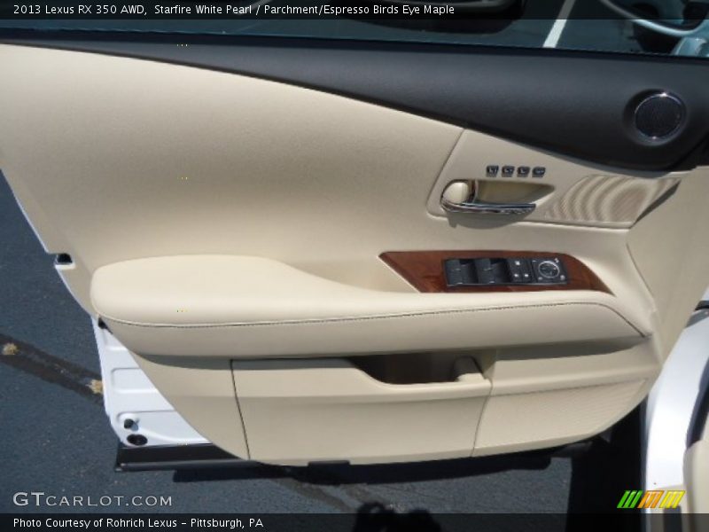 Starfire White Pearl / Parchment/Espresso Birds Eye Maple 2013 Lexus RX 350 AWD