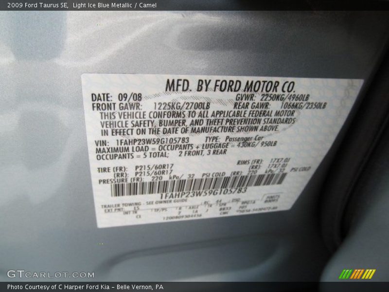 2009 Taurus SE Light Ice Blue Metallic Color Code LS