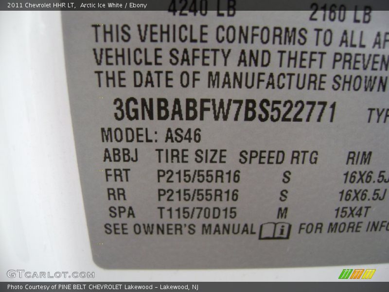 Arctic Ice White / Ebony 2011 Chevrolet HHR LT