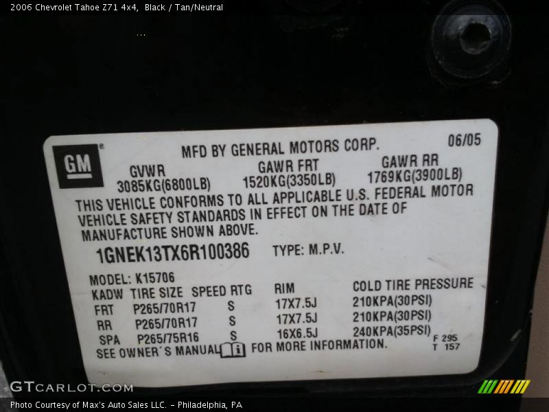 Black / Tan/Neutral 2006 Chevrolet Tahoe Z71 4x4