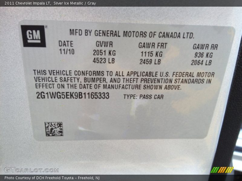 Silver Ice Metallic / Gray 2011 Chevrolet Impala LT