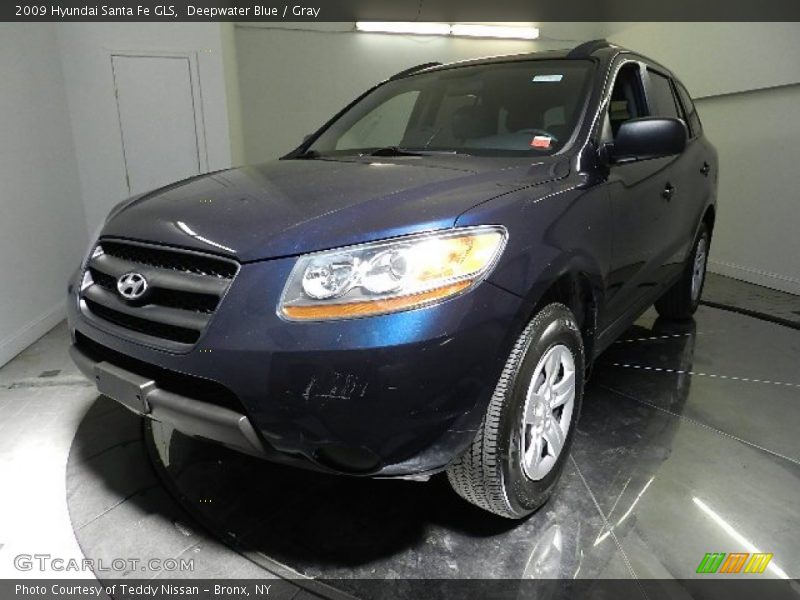 Deepwater Blue / Gray 2009 Hyundai Santa Fe GLS