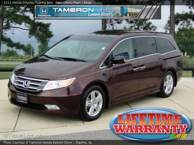 Dark Cherry Pearl / Beige 2011 Honda Odyssey Touring Elite