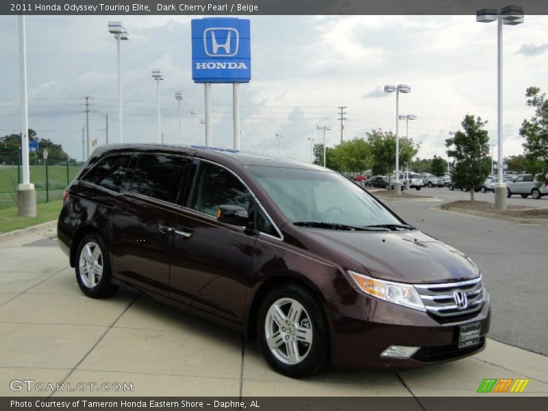 Dark Cherry Pearl / Beige 2011 Honda Odyssey Touring Elite