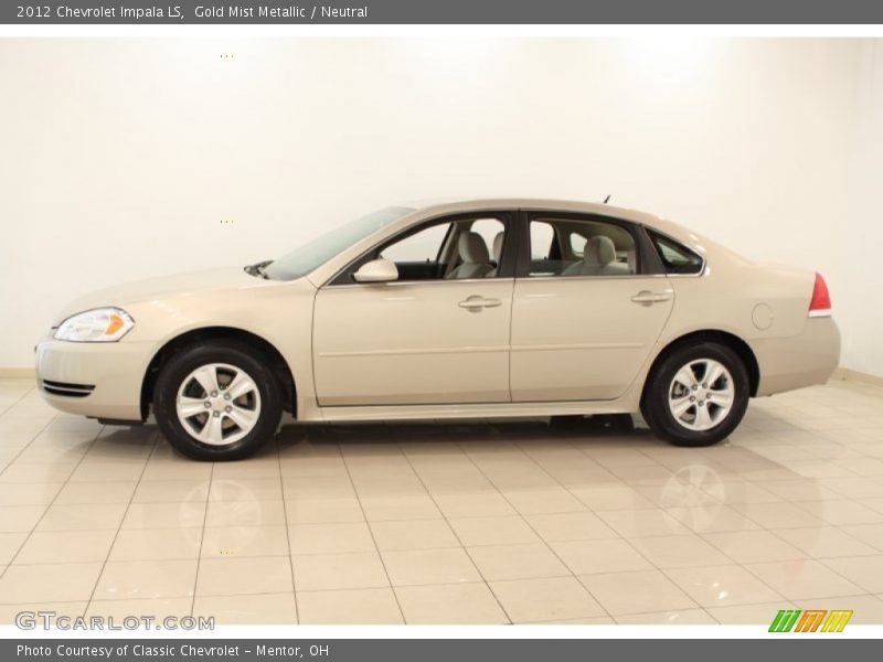 Gold Mist Metallic / Neutral 2012 Chevrolet Impala LS