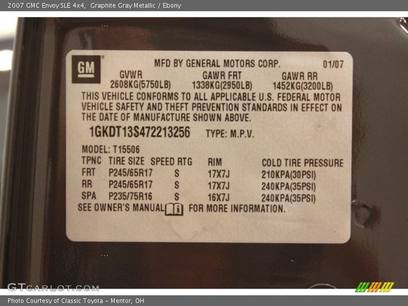 Graphite Gray Metallic / Ebony 2007 GMC Envoy SLE 4x4