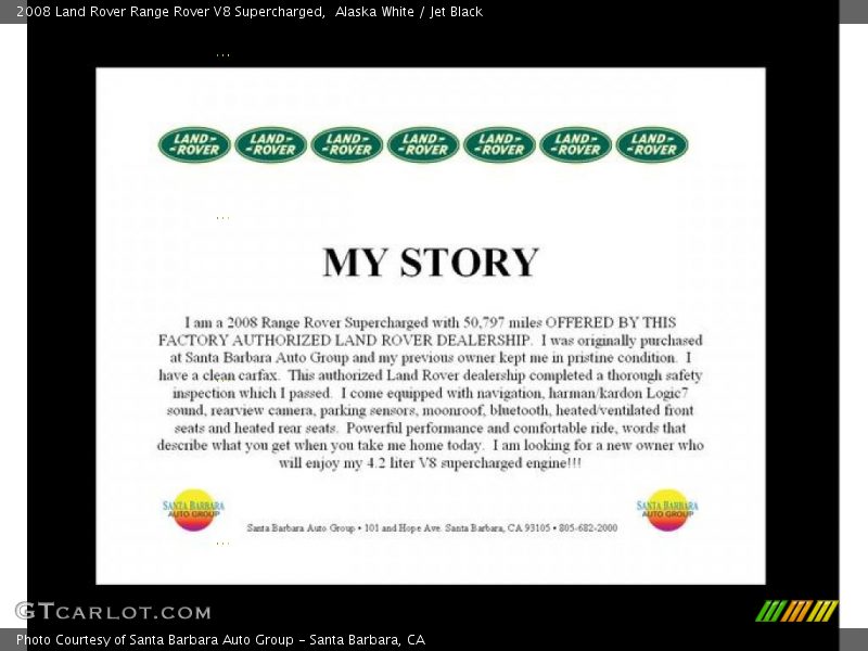 Alaska White / Jet Black 2008 Land Rover Range Rover V8 Supercharged