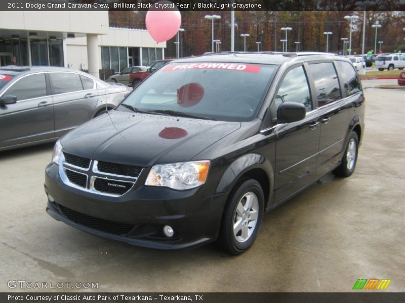 Brilliant Black Crystal Pearl / Black/Light Graystone 2011 Dodge Grand Caravan Crew