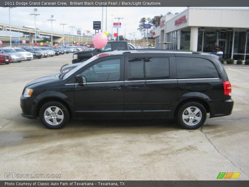 Brilliant Black Crystal Pearl / Black/Light Graystone 2011 Dodge Grand Caravan Crew