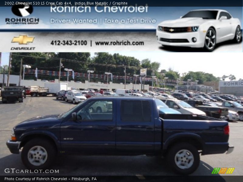 Indigo Blue Metallic / Graphite 2002 Chevrolet S10 LS Crew Cab 4x4