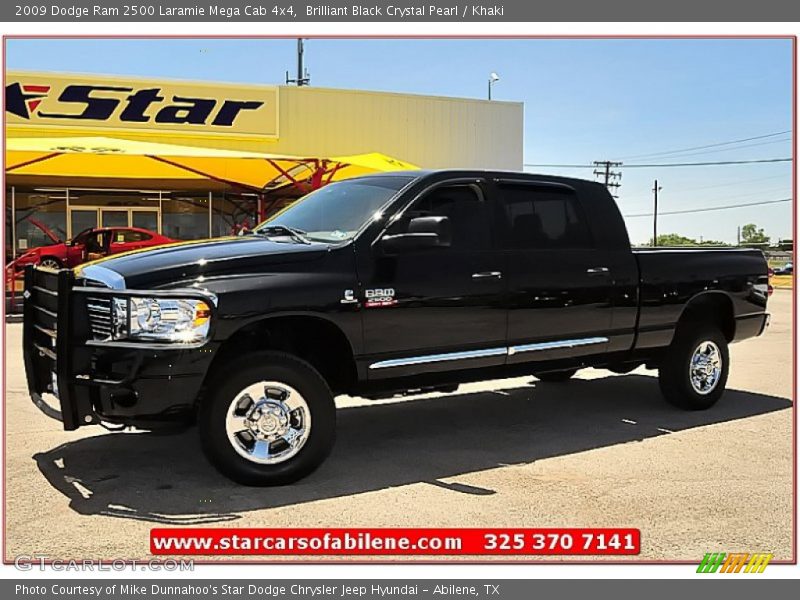 Brilliant Black Crystal Pearl / Khaki 2009 Dodge Ram 2500 Laramie Mega Cab 4x4