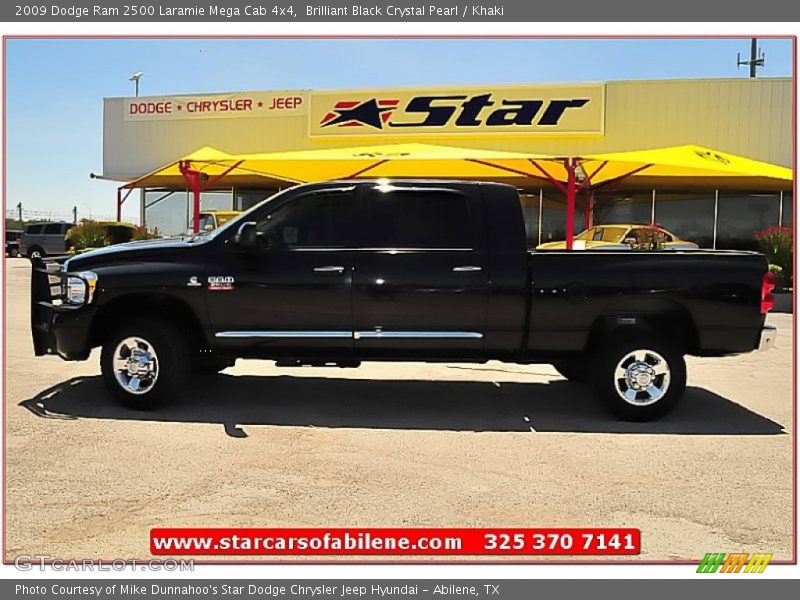 Brilliant Black Crystal Pearl / Khaki 2009 Dodge Ram 2500 Laramie Mega Cab 4x4