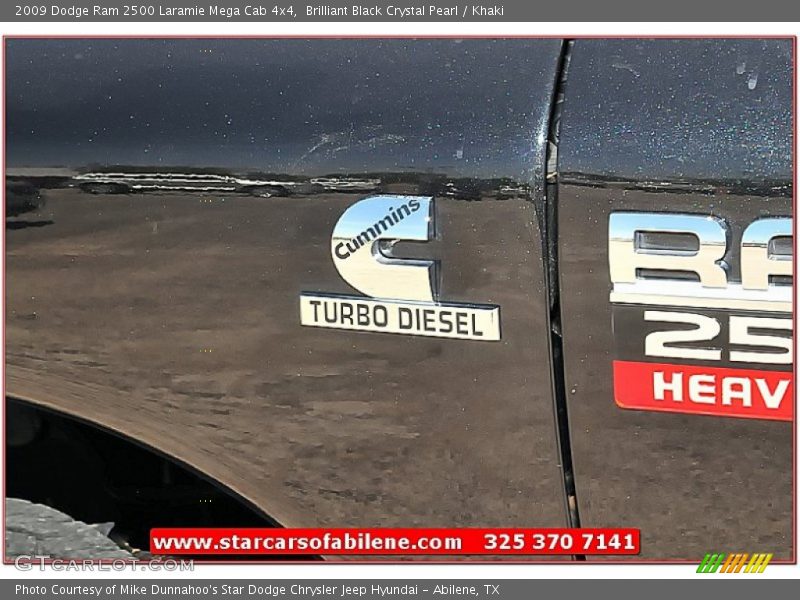Brilliant Black Crystal Pearl / Khaki 2009 Dodge Ram 2500 Laramie Mega Cab 4x4