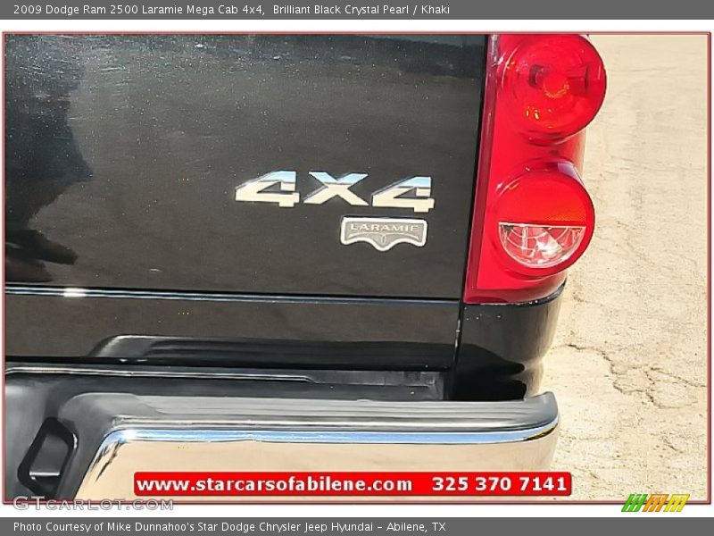 Brilliant Black Crystal Pearl / Khaki 2009 Dodge Ram 2500 Laramie Mega Cab 4x4