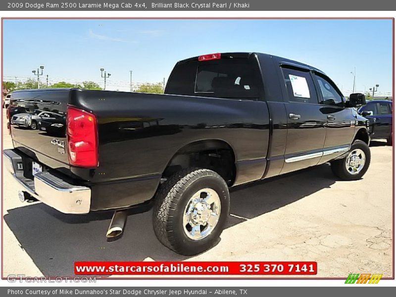 Brilliant Black Crystal Pearl / Khaki 2009 Dodge Ram 2500 Laramie Mega Cab 4x4
