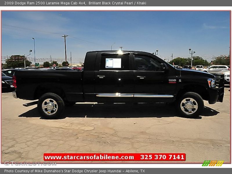 Brilliant Black Crystal Pearl / Khaki 2009 Dodge Ram 2500 Laramie Mega Cab 4x4