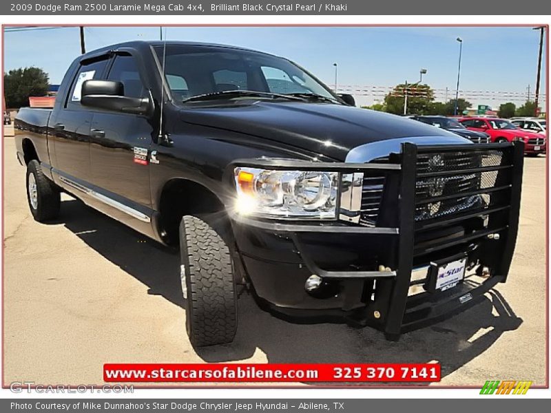 Brilliant Black Crystal Pearl / Khaki 2009 Dodge Ram 2500 Laramie Mega Cab 4x4