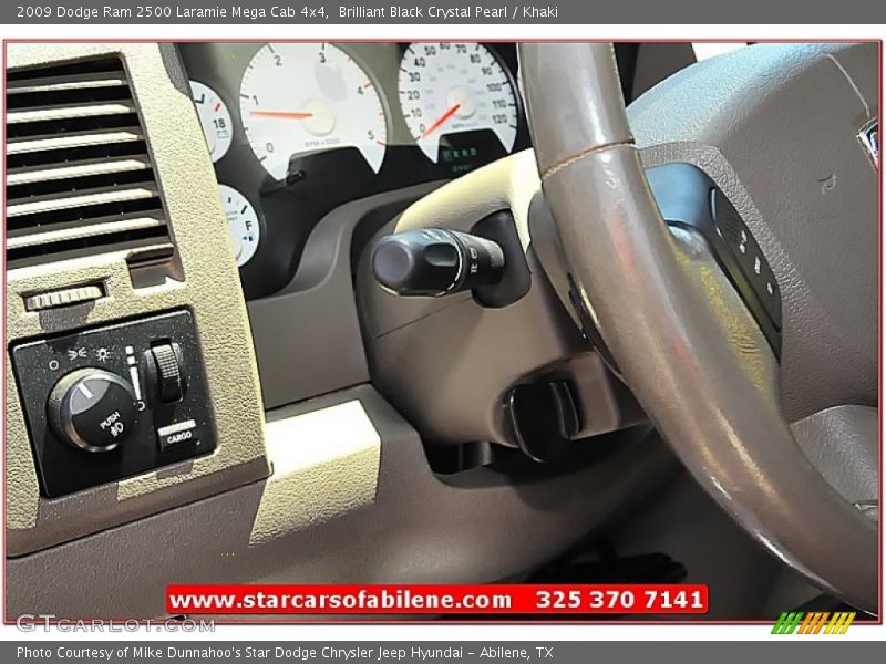 Brilliant Black Crystal Pearl / Khaki 2009 Dodge Ram 2500 Laramie Mega Cab 4x4