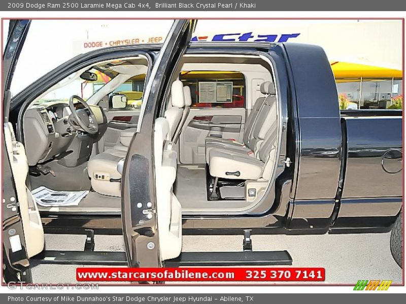 Brilliant Black Crystal Pearl / Khaki 2009 Dodge Ram 2500 Laramie Mega Cab 4x4