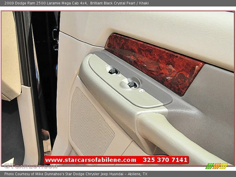 Brilliant Black Crystal Pearl / Khaki 2009 Dodge Ram 2500 Laramie Mega Cab 4x4
