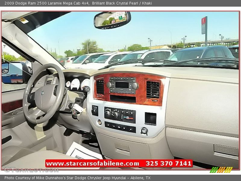 Brilliant Black Crystal Pearl / Khaki 2009 Dodge Ram 2500 Laramie Mega Cab 4x4
