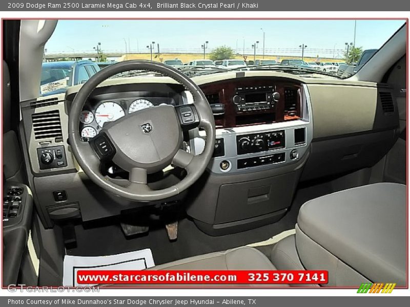 Brilliant Black Crystal Pearl / Khaki 2009 Dodge Ram 2500 Laramie Mega Cab 4x4