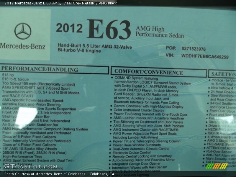 Steel Grey Metallic / AMG Black 2012 Mercedes-Benz E 63 AMG