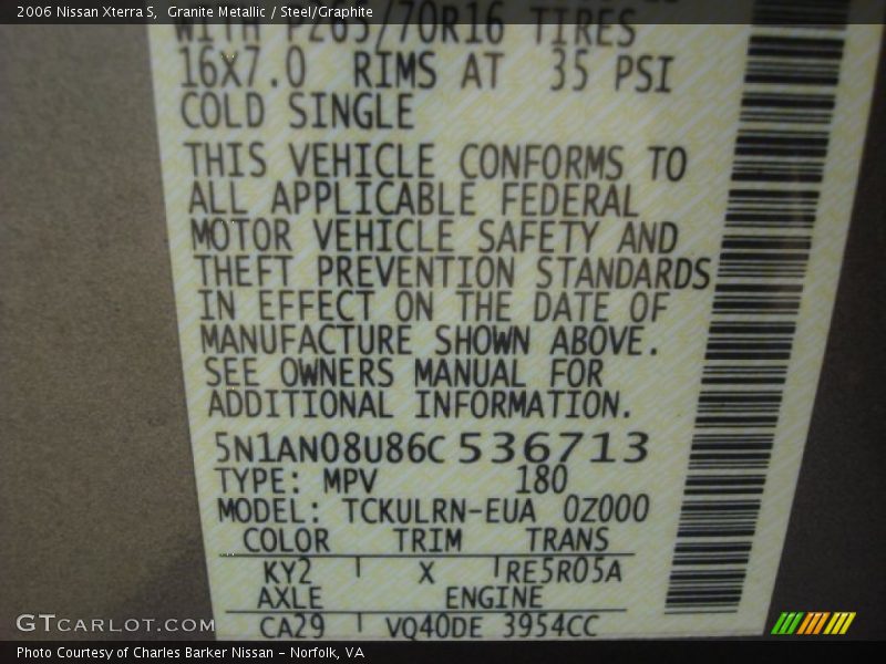 Granite Metallic / Steel/Graphite 2006 Nissan Xterra S
